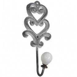 Hook w. porcelain knob and heart decor