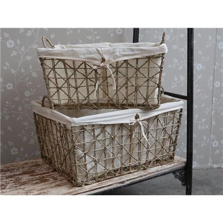 Baskets w. linen set of 2