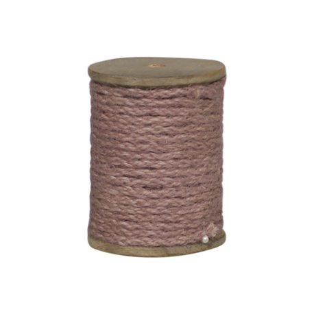 Jute ribbon on wooden spool antique rose