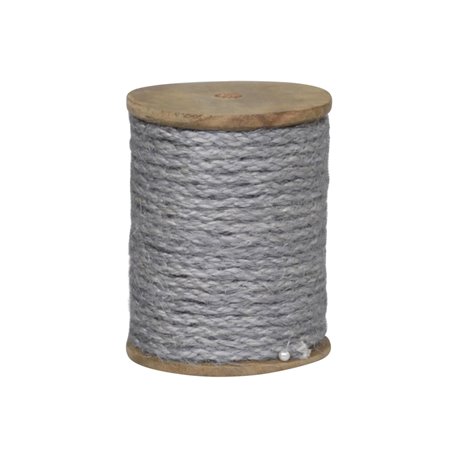 Jute ribbon on wooden spool antique grey