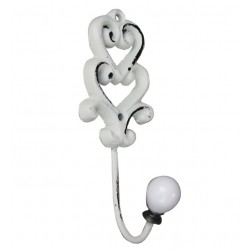 Hook w. porcelain knob and heart decor