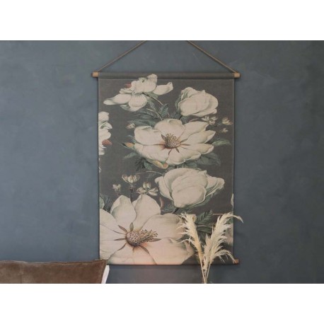 Canvas for hanging w. floral motif
