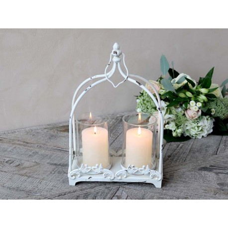 Lantern w. 2 holders for candle & decor