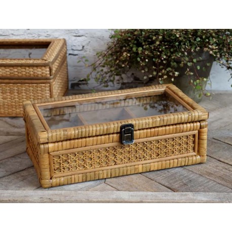 Box in French wicker w. 3 compartments