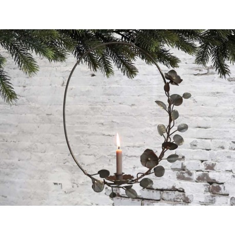 Wreath for taper candle w. hanging
