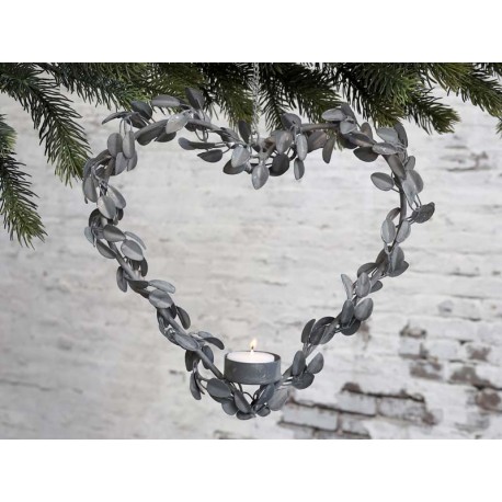 Wreath Heart for tealight w. hanging