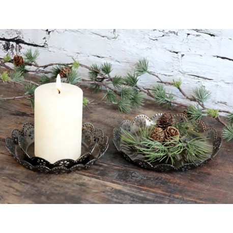 Candle Tray w. lace edge set of 3