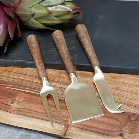 Cheseknives w. wooden handle set of 3