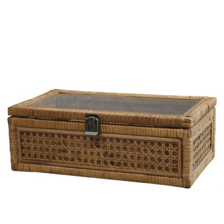 Box in French wicker w. 4 compartments