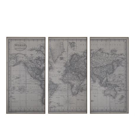 Picture w. world map set of 3