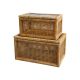 Boxes in French wicker w. glass set of 2