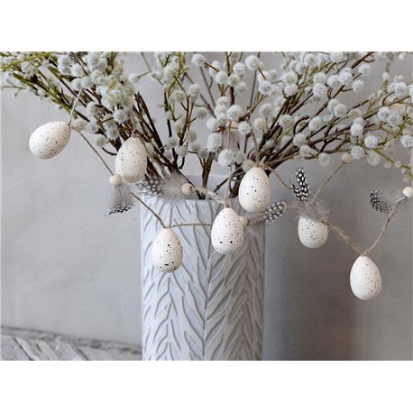 Garland with quail eggs and feathers