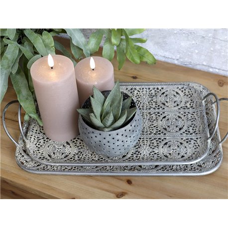 Tray w. pattern and handles set of 2