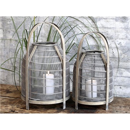 Wicker Lantern w. mesh