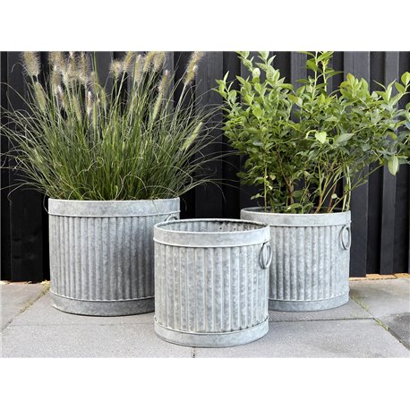 Flowerpot w. grooves round set of 3