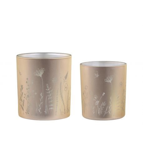 Tealight Holder w. flowers set of 2