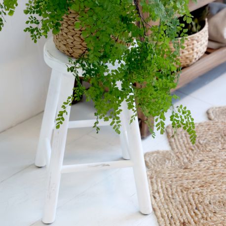 Biały Stołek Drewniany Chic Antique