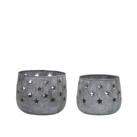 Tealight Holder w. stars set of 2