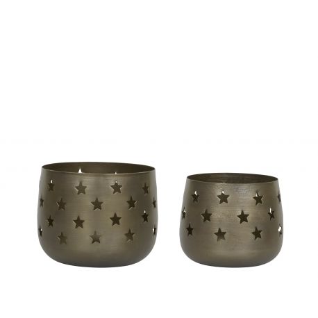 Tealight Holder w. stars set of 2