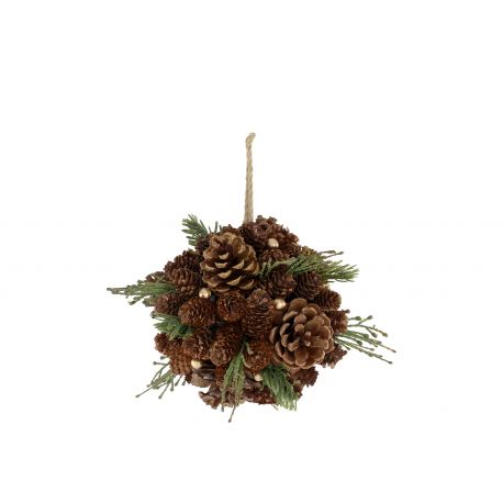 Fleur Ball of cones w. fir & glitter