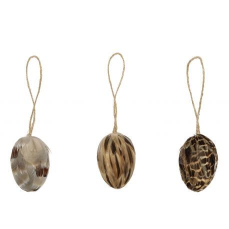 Easter Egg w. feathers set of 3