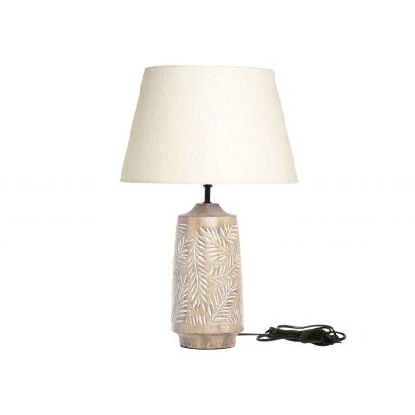 Table Lamp w. wooden base & linen lamp shade