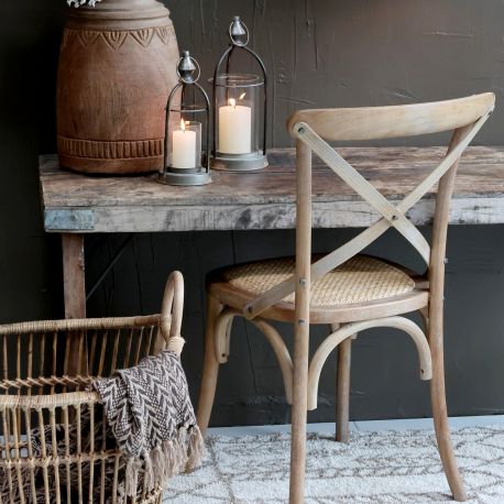 Krzesło Krzyżak z Rattanowym Siedziskiem Chic Antique