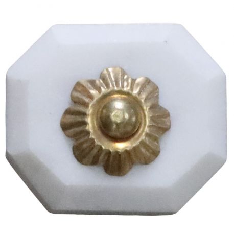 Marble Knob w. brass decor