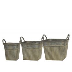 Planter w. grooves & handles set of 3