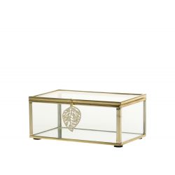Box in glass w. leaf décor