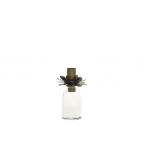 Bottle w. candleholder for taper candle