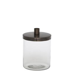 Candlestick for short dinner candle w. lid