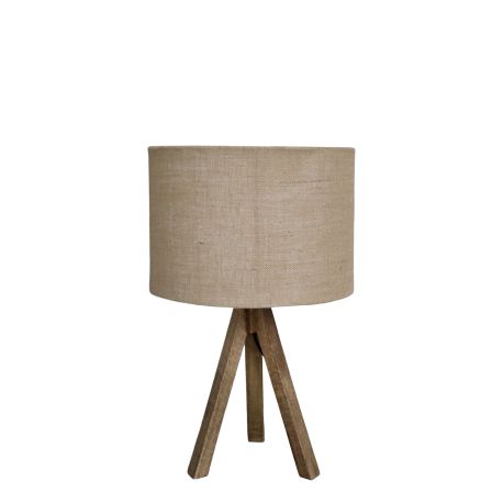 Table Lamp w. wooden base & linen lamp shade