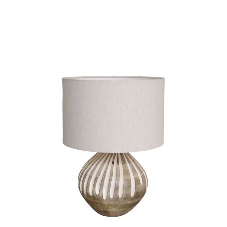 Table Lamp w. pattern & linen lampshade