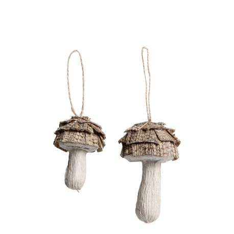 Mushroom w. glitter for hanging set of 2