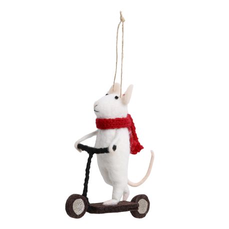 Mouse on a scooter of felt for hanging