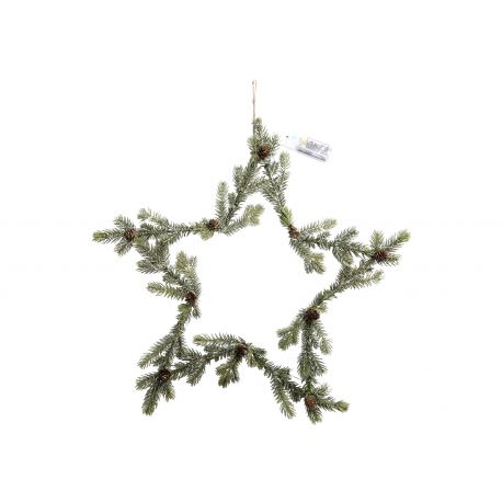 Fleur Wreath star w. fir & LED incl. timer