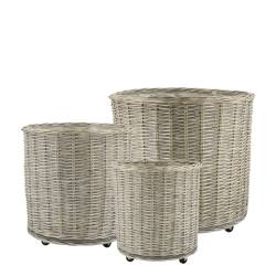 French Basket w. wheels set of 3