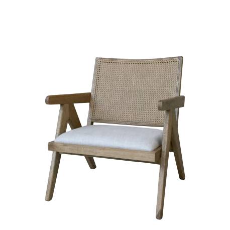 Lounge Chair w. fabric seat & wicker backrest