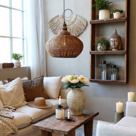 Rattanowa Lampa Chic Antique D