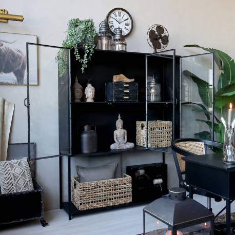 Metalowa Witryna Industrialna Chic Antique Czarna A