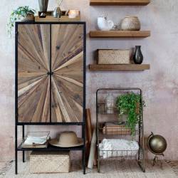 Metalowa Szafa z Drewnianymi Drzwiami Chic Antique