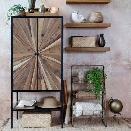 Metalowa Szafa z Drewnianymi Drzwiami Chic Antique