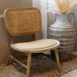 Drewniany Fotel Chic Antique z Rattanowym Oparciem i Siedziskiem