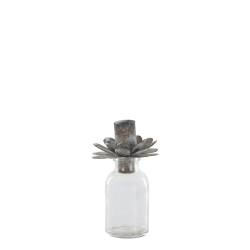 Bottle w. candleholder for taper candle