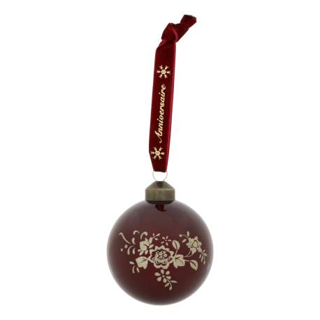 Anniversary Christmas Bauble w. velvet ribbon