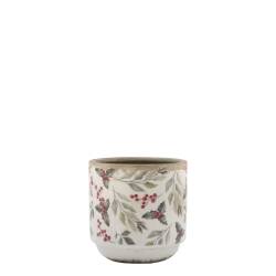 Planter w. leaves & berry motif