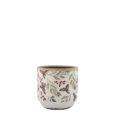 Planter w. leaves & berry motif