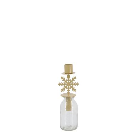 Bottle w. candleholder snowflake