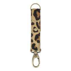 Keychain in leather w. leopard print